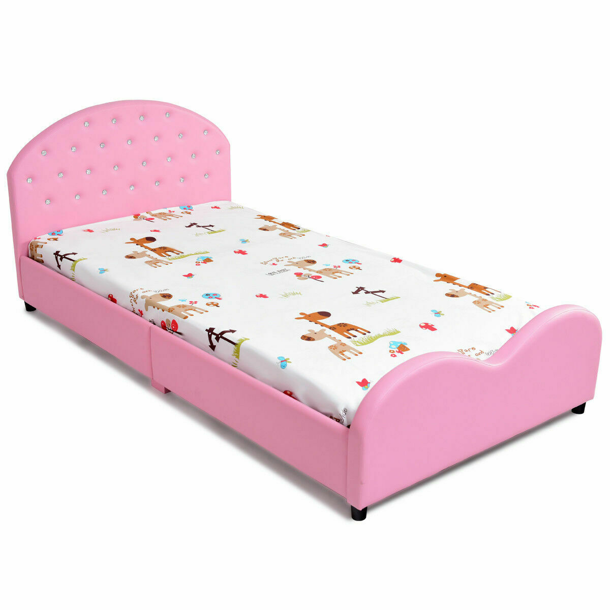 Princess Twin size Wood Bed Platform Bed Frame W//Headbord Footboard  Girl Pink