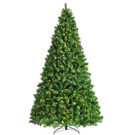 Pre-Lit Hinged Lifelike Lush Artificial Christmas Tree with PVC Tips-9'