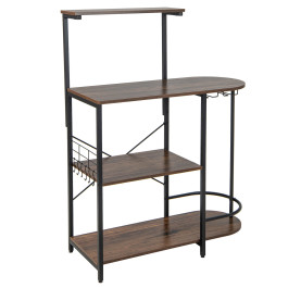 4-Tier Kitchen Bakers Rack with 6 S-Hooks and Stemware Racks