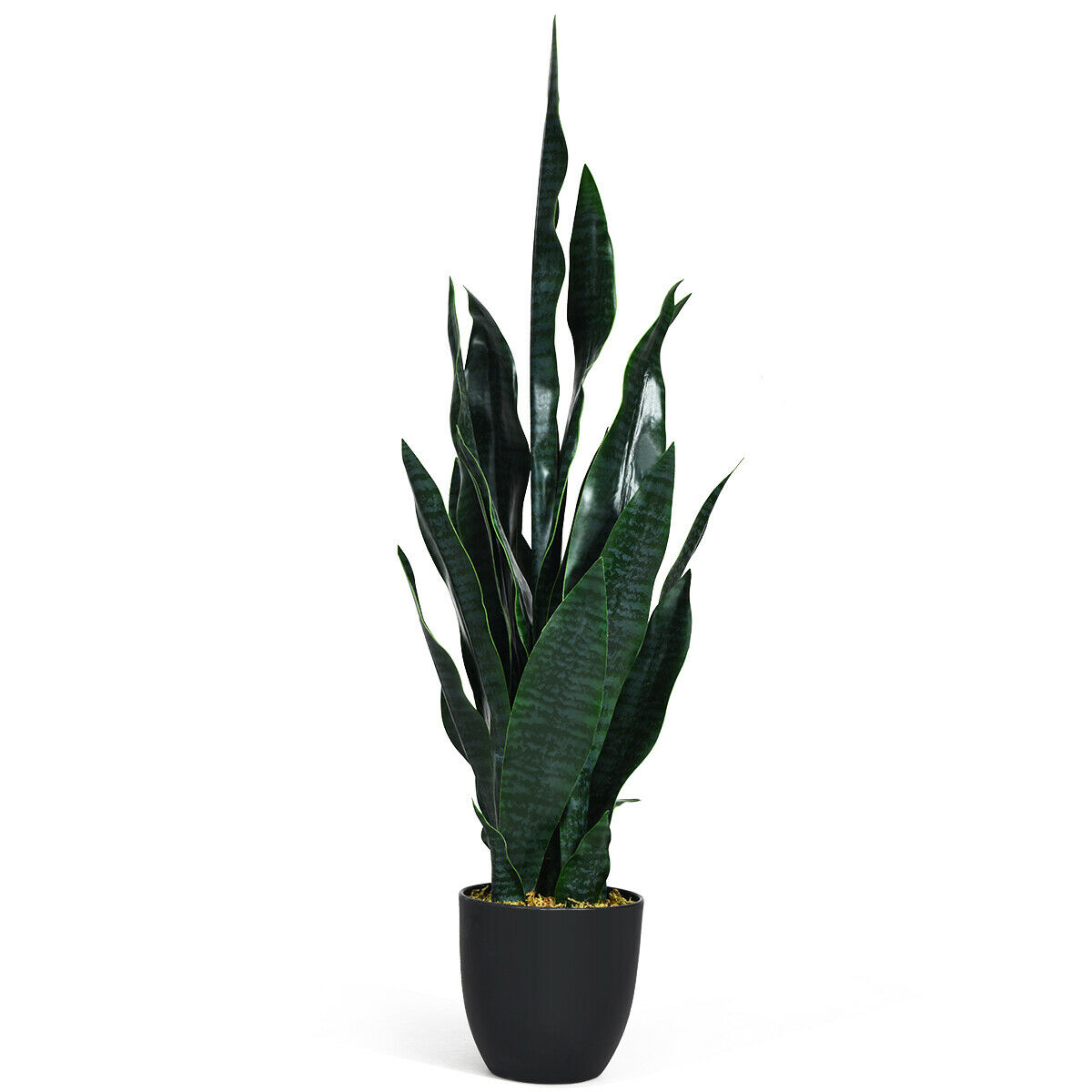 CROSOFMI Artificial Snake Plant 35.4 Inch Fake Sansevieria Tree with 32 Leaves Perfect Faux Plants in Pot for Indoor Outdoor House Home Office Garden Modern Decoration Housewarming Gift Yellow