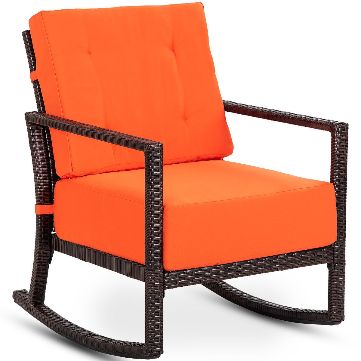 Solid Wood Rocking Chair Porch Rocker Indoor Outdoor Deck Patio Backyard Red Swing Chair Patio Garden Furniture