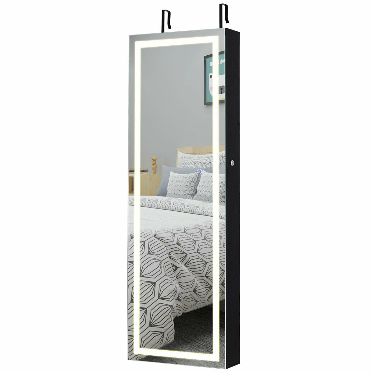 Door Wall Mount Touch Screen Mirrored Jewelry Cabinet Mirrors