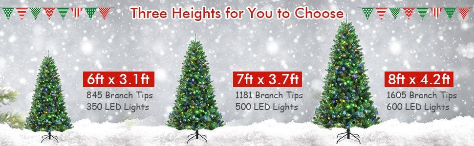 Artificial Hinged Christmas Tree with Remote-controlled Color-changing LED Lights