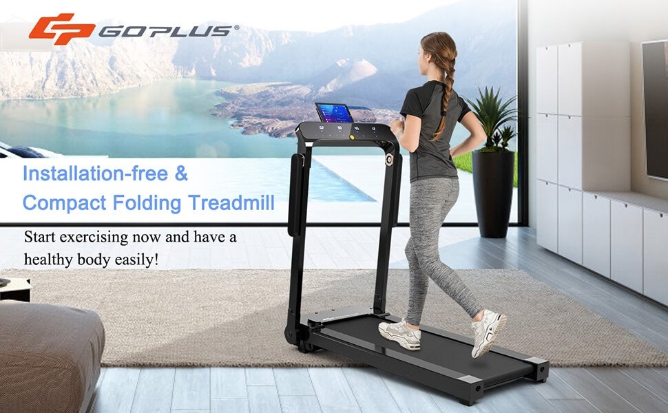 Ultra-thin Gym Lightweight Folding Walking and Running Treadmill Fitness Machine with LCD Touch Display  
