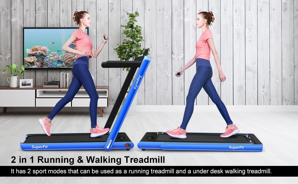 2.25HP 2 in 1 Folding Treadmill with Bluetooth Speaker Remote Control