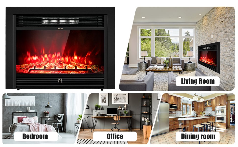 28.5 inch Electric Recessed Mounted Standing Fireplace Heater