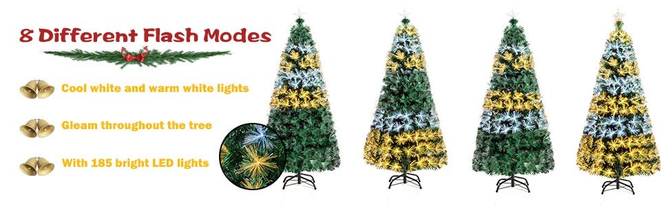 Pre-Lit Fiber Double-Color Lights Optic Christmas Tree