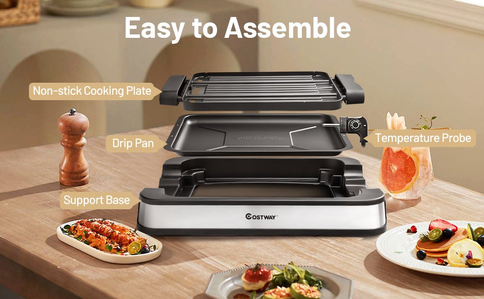 1500W Smokeless Indoor Grill Electric Griddle with Non-stick Cooking Plate