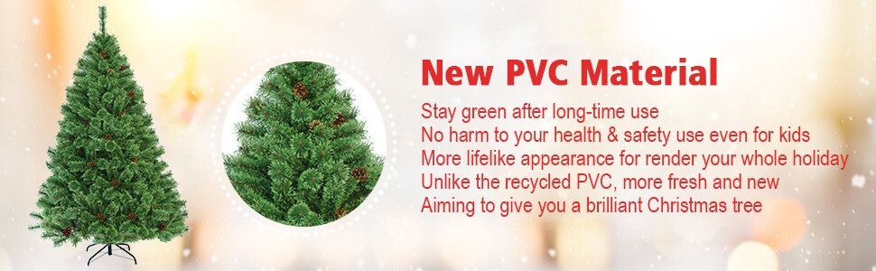 6 Feet Pre-Lit PVC Artificial Carolina Pine Tree with LED Lights