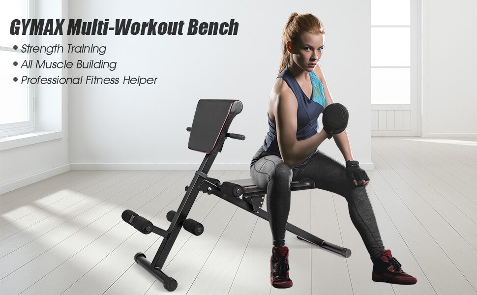 Adjustable Training Fitness Bench Femor Multifunctional Weight Bench Professional Sit-up Bench with Adjustable Backrest/Leg Fixation up to 120kg / 150kg / 200kg for Full-body Exercise Home Gym 