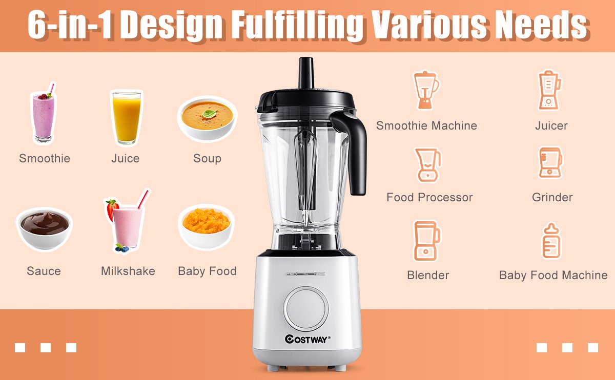 1500W Countertop Smoothies Blender with 10 Speed and 6 Pre-Setting Programs