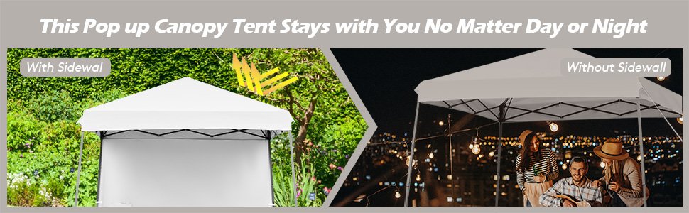 10 x 10 Feet Pop Up Tent Slant Leg Canopy with Detachable Side Wall