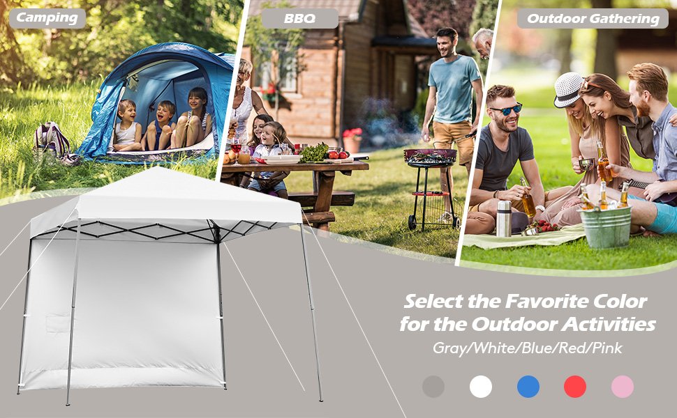 10 x 10 Feet Pop Up Tent Slant Leg Canopy with Detachable Side Wallt