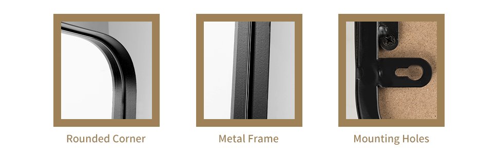 32 Inch x 20 Inch Metal Frame Wall-Mounted Rectangle Mirror