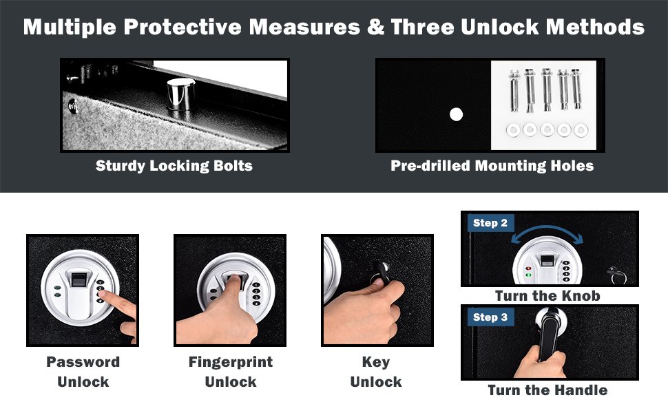 Biometric Fingerprint Rifle Safe Quick Access 5-Gun Cabinet with Lockbox