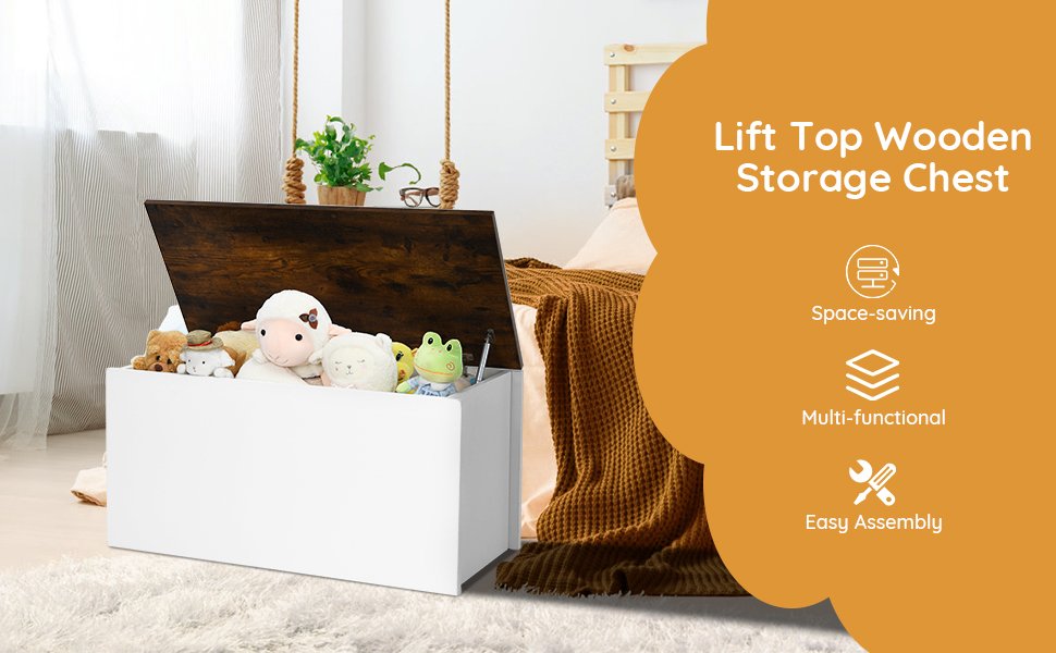 Flip-top Storage Chest with Self-hold Cover and Pneumatic Rod