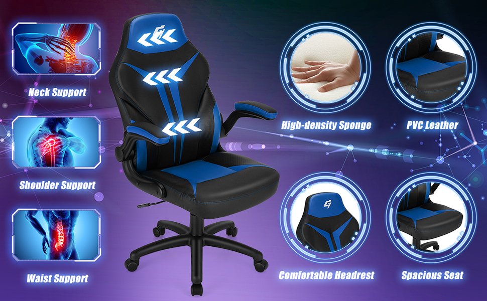 Height Adjustable Swivel High Back Gaming Chair Computer Office Chair