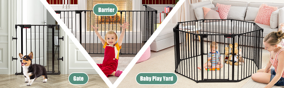 Adjustable Panel Baby Safe Metal Gate Play Yard