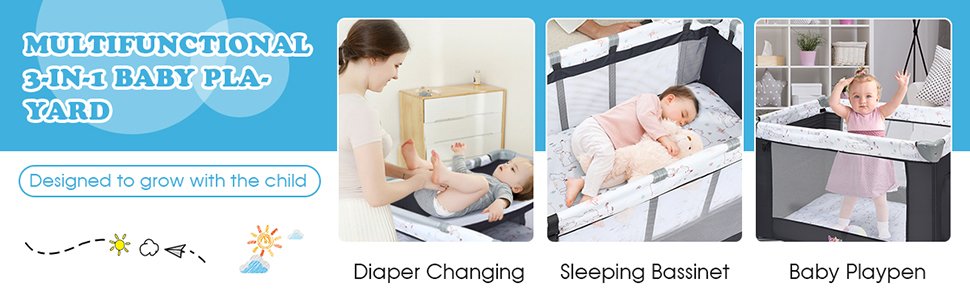 Portable Baby Playard Playpen Nursery Center with Changing Station