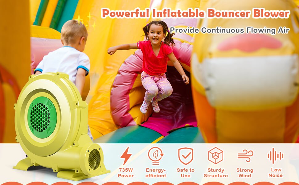 Costway 550-Watt 0.7 HP Air Blower for Inflatables w/25 ft. Wire and GFCI  Plug for Indoor Outdoor Bounce House ES10150US - The Home Depot