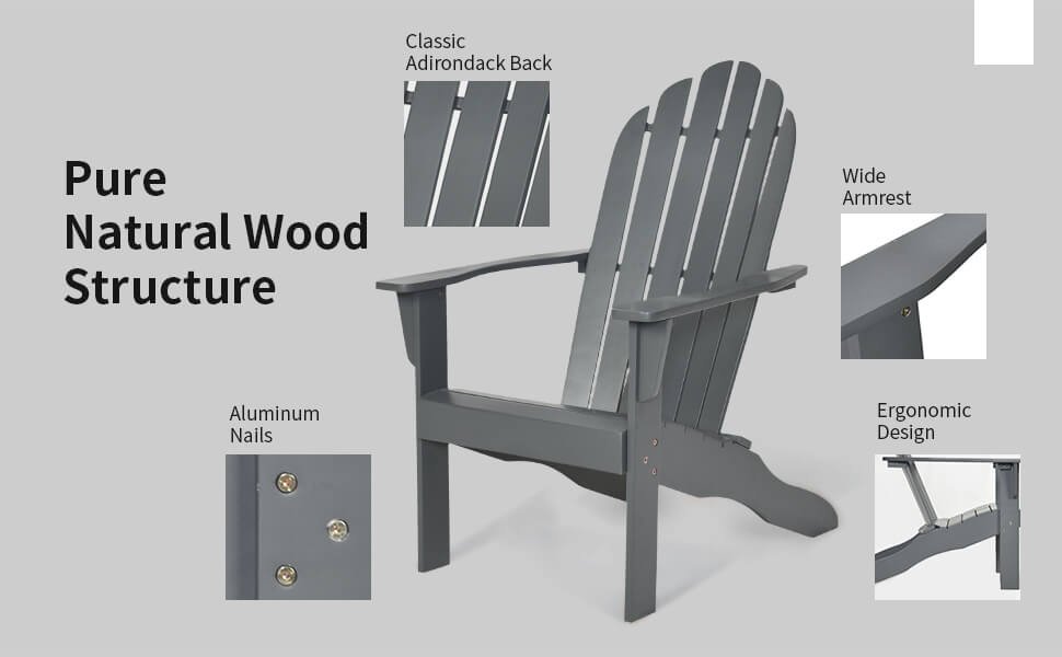 Wooden Outdoor Lounge Chair with Ergonomic Design for Yard and Garden