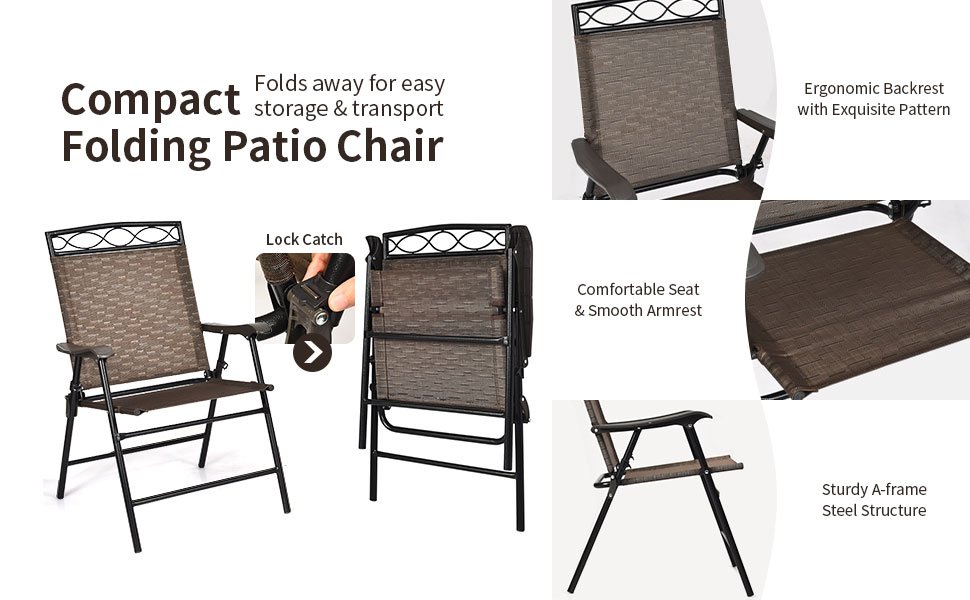 Patio Dining Set with Patio Folding Chairs and Table
