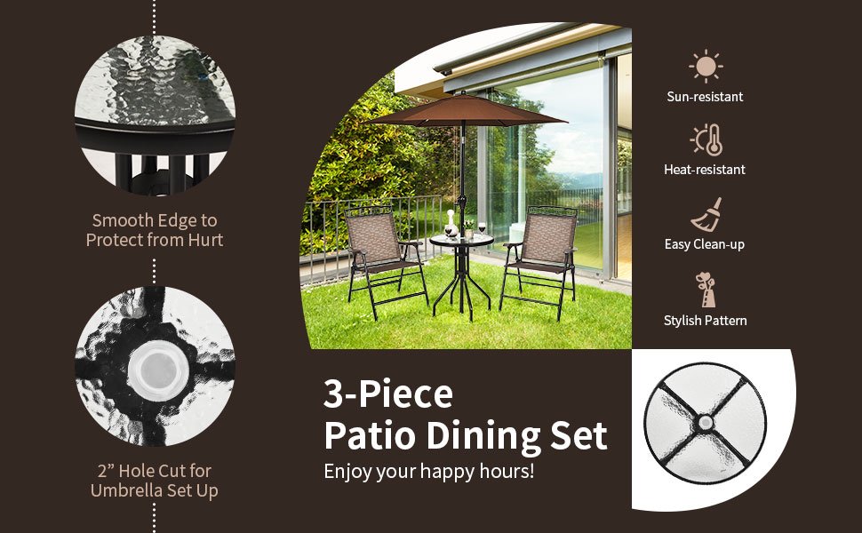 Patio Dining Set with Patio Folding Chairs and Table