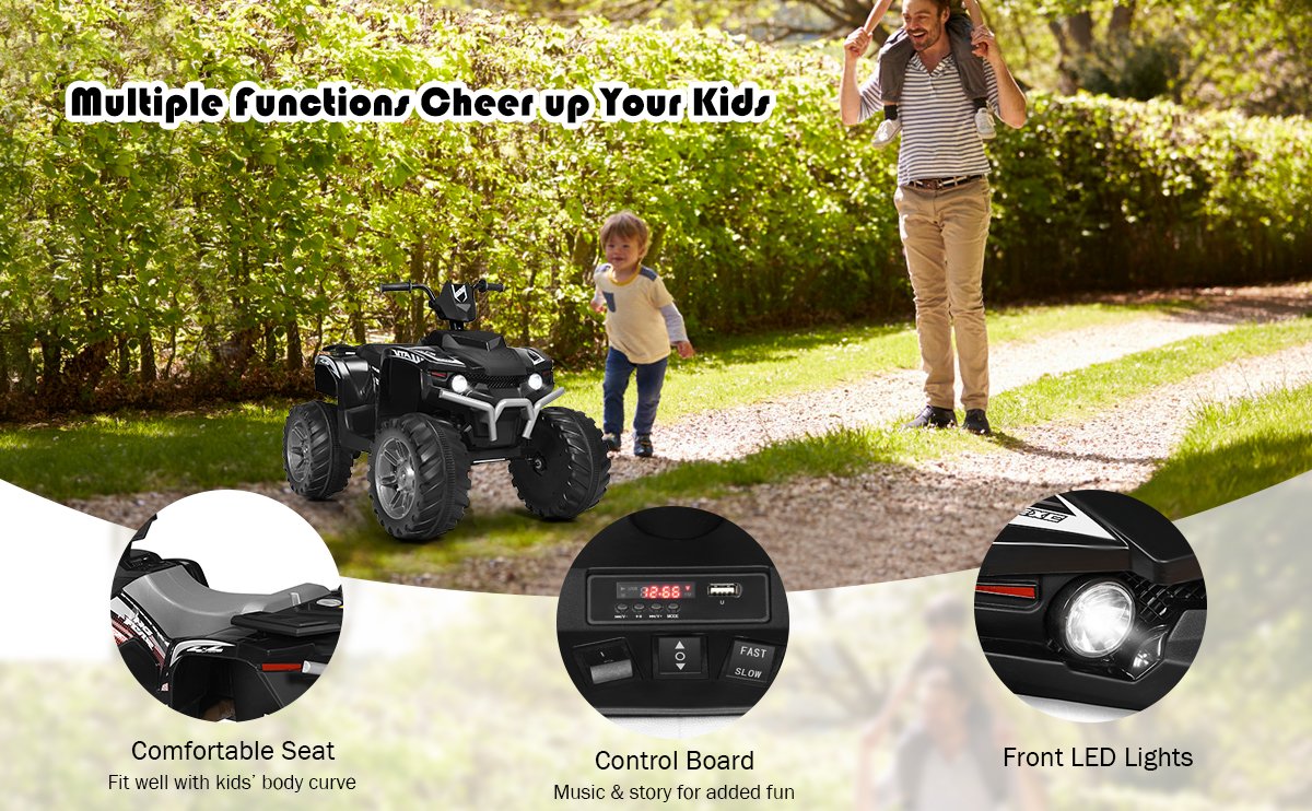 12V Kids Electric 4-Wheeler ATV Quad Ride On Car with LED Light4