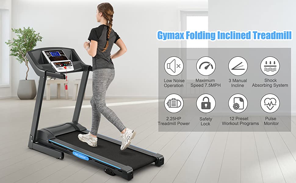 2.25 HP Folding Electric Motorized Power Treadmill Machine with LCD Display
