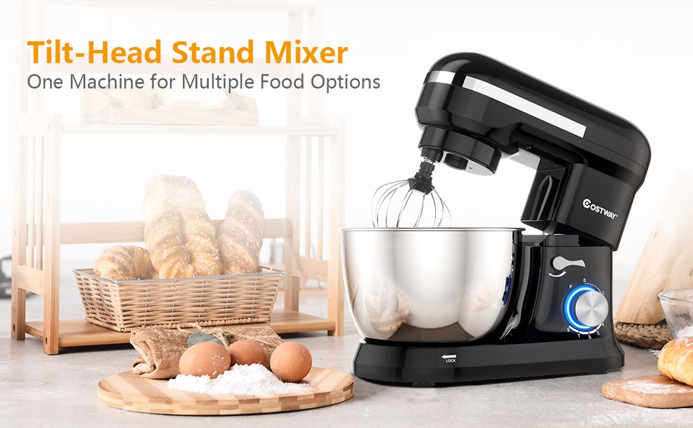 4.8 Qt 8-speed Electric Food Mixer with Dough Hook Beater
