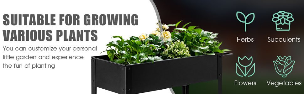 Elevated Planter Box on Wheels with Non-slip Legs and Storage Shelf4