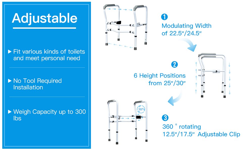 Steel Safety Toilet Rail with Created Fixable Clamp