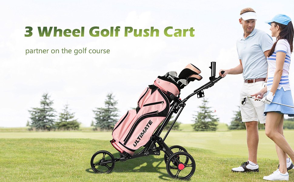 Foldable 3 Wheel Golf Pull Push Cart Trolley
