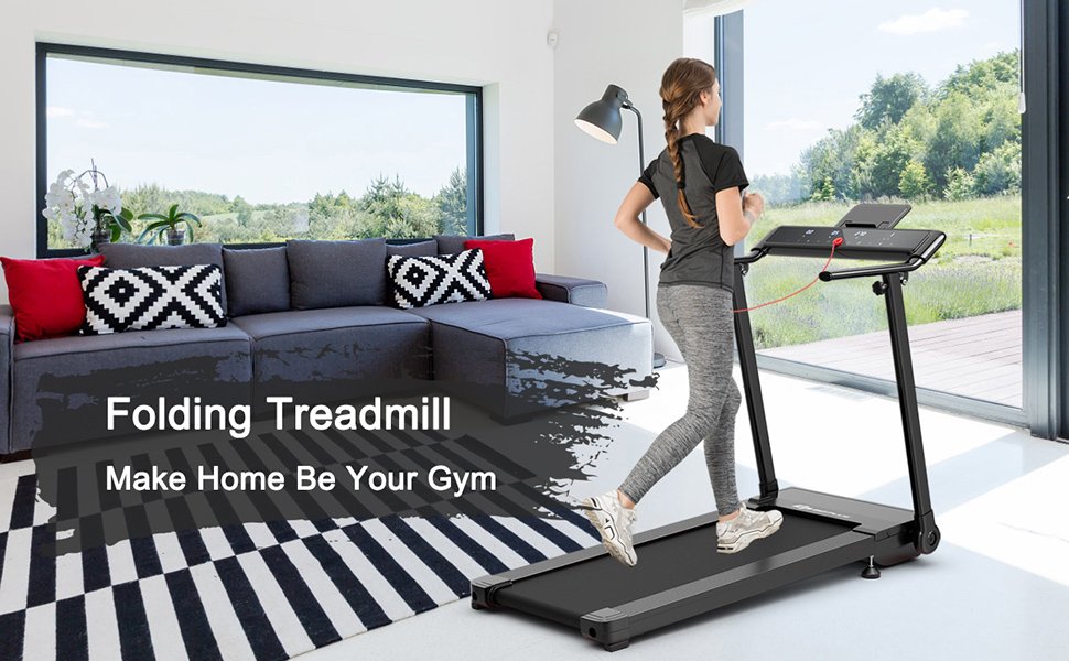 Folding Treadmill for Walking Running with LED Touch Screen for Home and Gym
