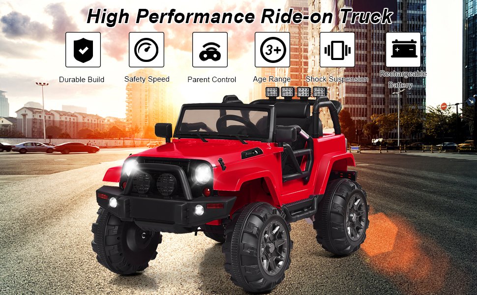 12V Kids Remote Control Riding Truck Car with LED Lights
