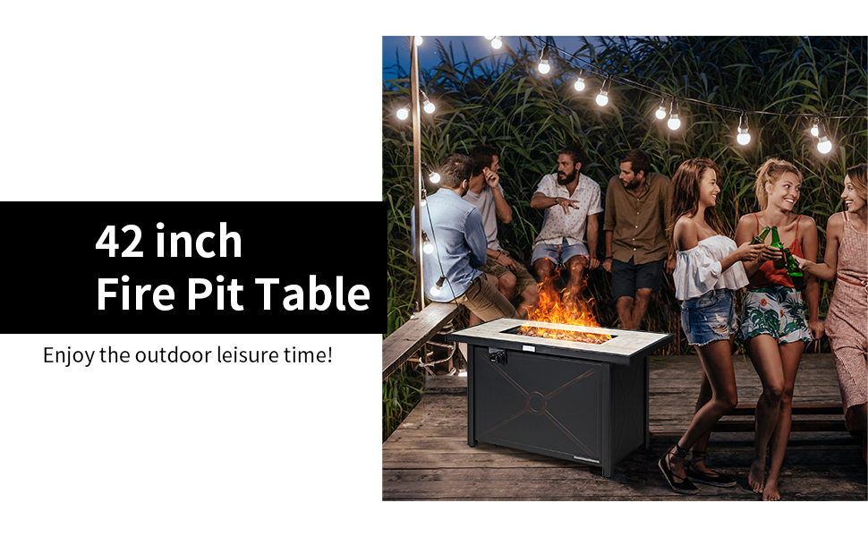 42 Inches 60,000 Btu Rectangular Propane Fire Pit Table