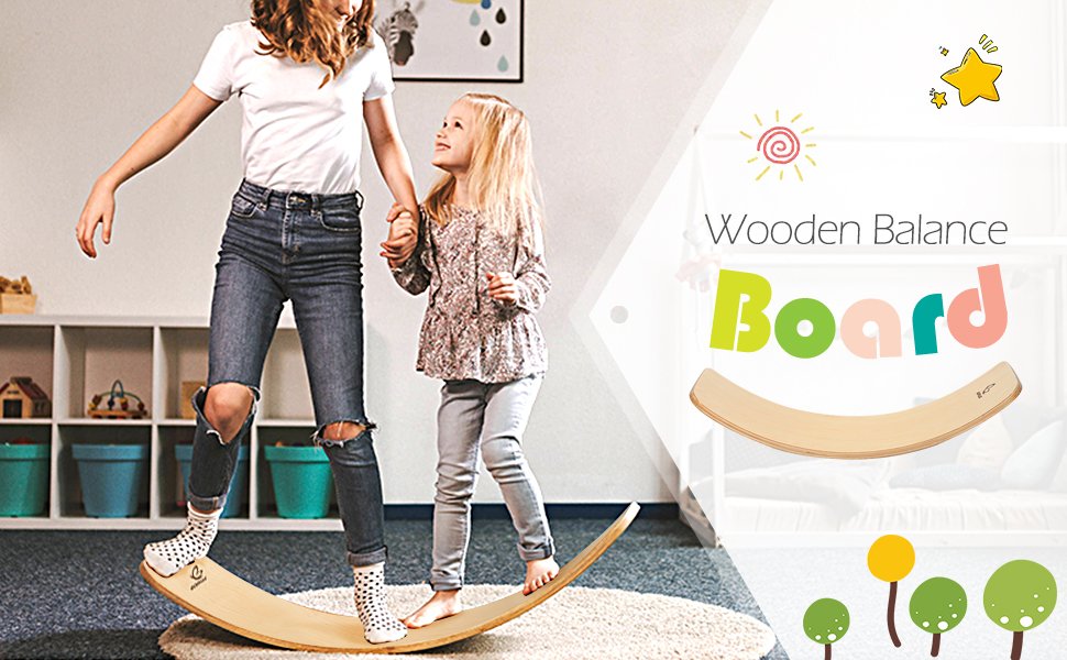 Wooden Wobble Balance Board Kids with Felt Layer