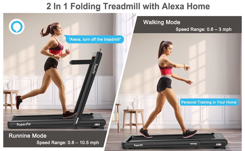 4.75HP 2 In 1 Folding Treadmill with Remote APP Control