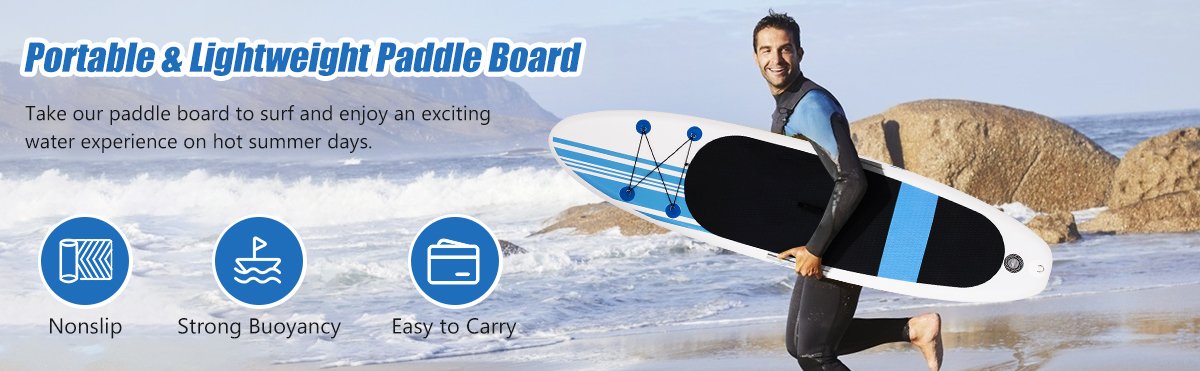 10' Inflatable Stand Up Paddle Board with Carry Bag