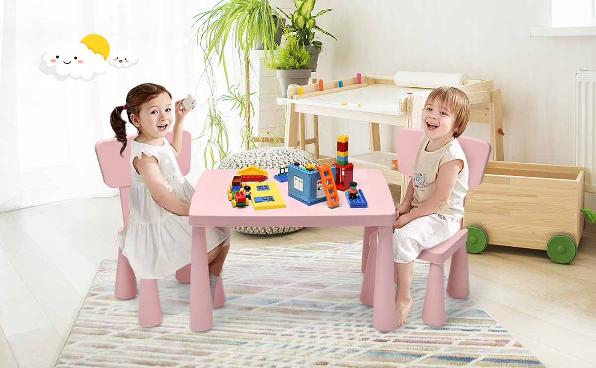 3-Piece  Multi Activity Kids Play Table and Chair Set