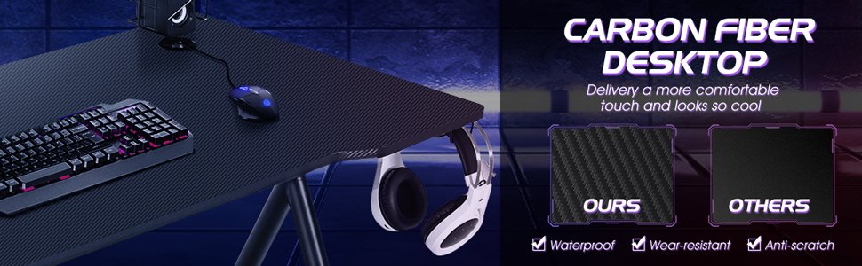 E-Sports Gaming Desk with Monitor Shelf and Cup Holder