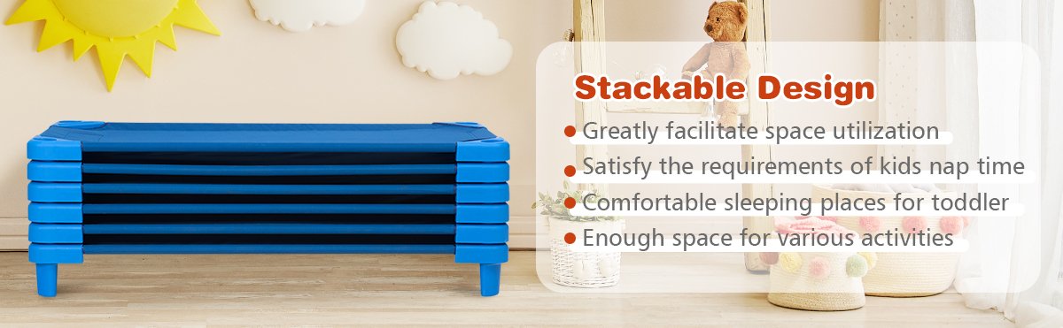 52 Inch x 23 Inch Pack of 6 Kids Stackable Daycare Rest Mat