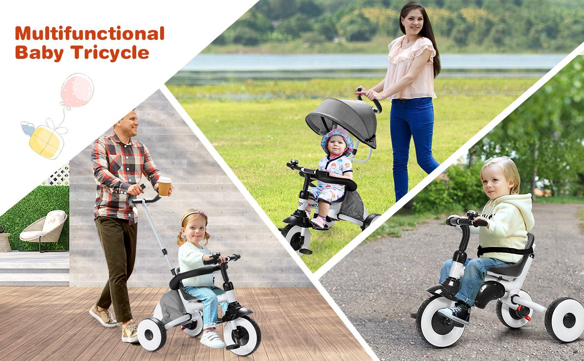 4-in-1 Kids Baby Stroller Tricycle Detachable Learning Toy Bike