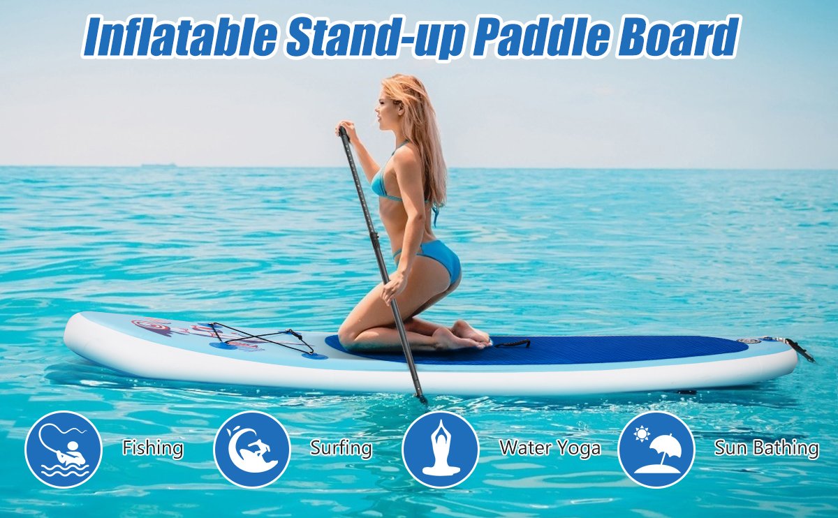 10' Inflatable Stand Up Paddle Board with Adjustable Paddle Pump