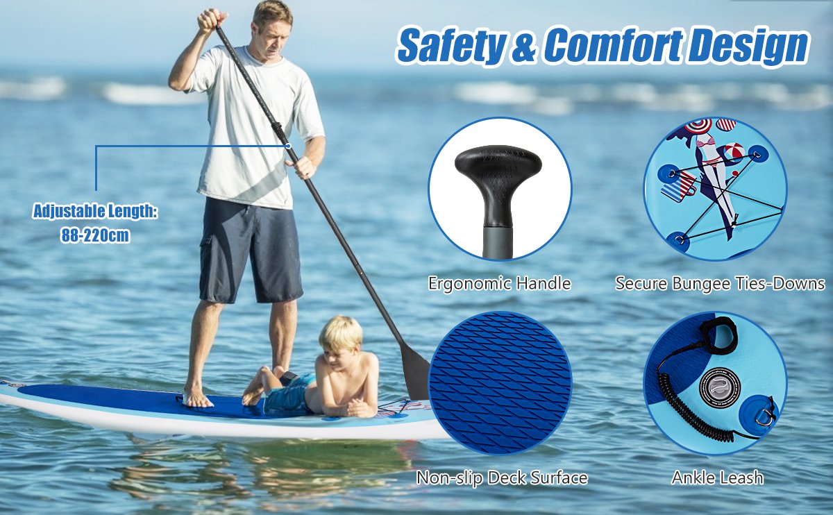 10' Inflatable Stand Up Paddle Board with Adjustable Paddle Pump