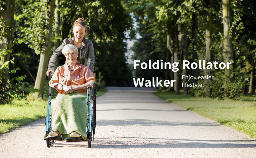Aluminum Adjustable Folding Handle Medical Walker Rollator