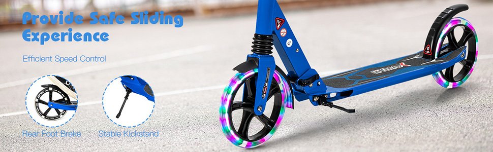 Aluminum Folding Kick Scooter with LED Wheels for Adults and Kids