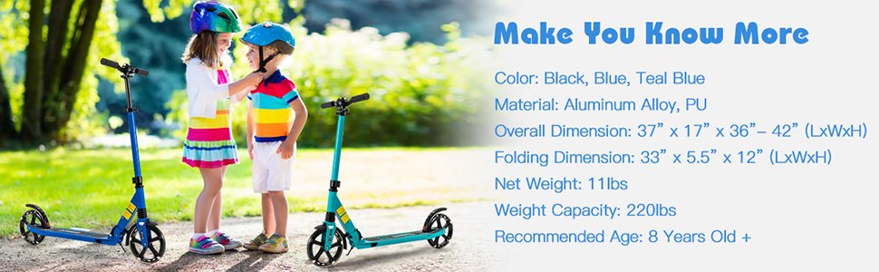 Aluminum Folding Kick Scooter with LED Wheels for Adults and Kids