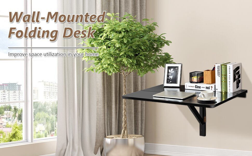 Space Saver Folding Wall-Mounted Drop-Leaf Table