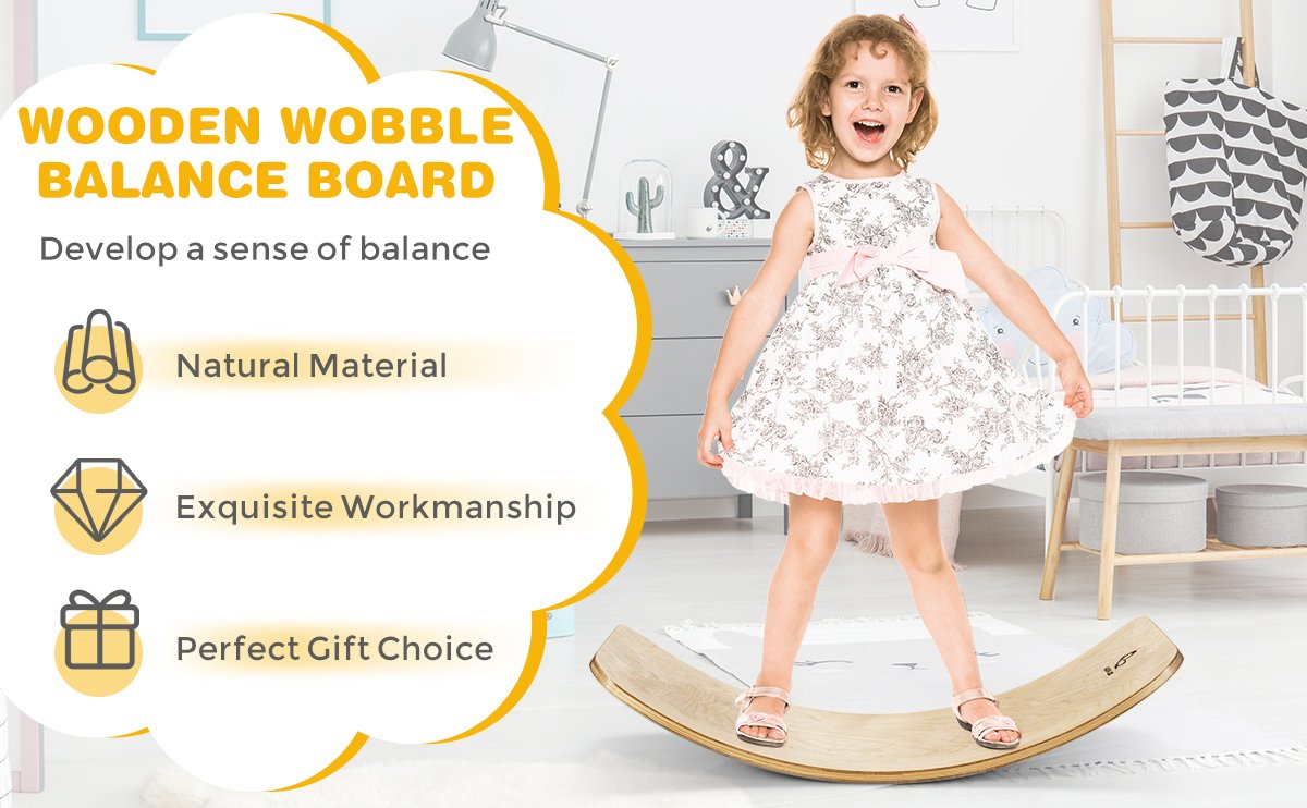 15.5 Inch Wooden Wobble Toy Balance Board